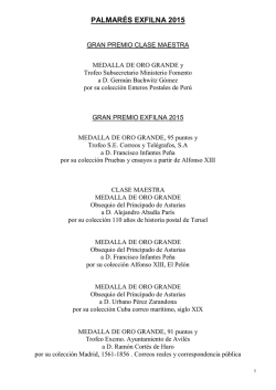 PALMARÉS EXFILNA 2015 - Grupo Filatélico Avilesino