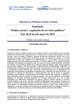 Política social y regulación de servicios públicos