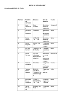 LISTA DE VENDEDORES* (Actualizada 24.03.2015 12h38) N&uacute;mero