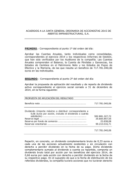 ACUERDOS A LA JUNTA GENERAL ORDINARIA DE