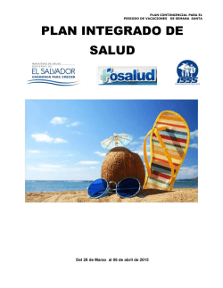 Plan Contingencial para el Período de Vacaciones de Semana