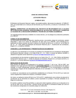 AVISO DE CONVOCATORIA LICITACIÓN PÚBLICA LP-MEN