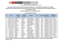 Lista de Publicaci&oacute;n de resultado de Revisi&oacute;n Documentaria y