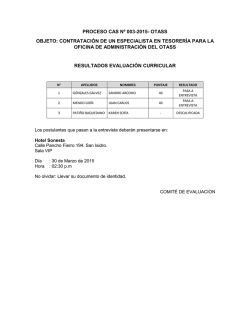 PROCESO CAS Nº 003-2015- OTASS OBJETO: CONTRATACIÓN