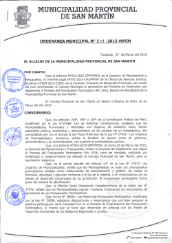 Ordenanza Municipal Nº 011-2015-A