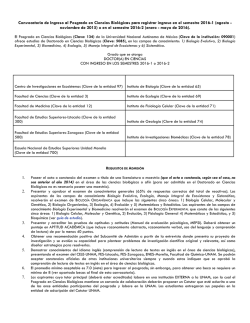 Convocatoria Ingreso Doctorado 2016-1