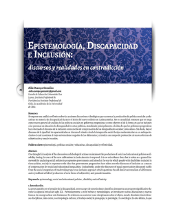 Epistemologia, Discapacidad e Inclusión: retos y realidades en contradicción