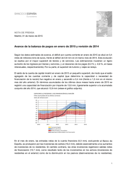 Avance de la balanza de pagos en enero de