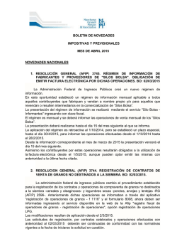 BOLETIN DE NOVEDADES IMPOSITIVAS Y