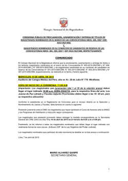 COMUNICADO - Extranet CNM - Consejo Nacional de la Magistratura