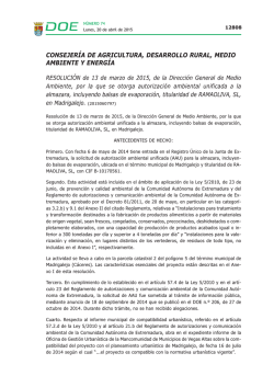 Resolución de 13 de marzo de 2015, de la Dirección General de