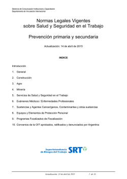 Normas Legales Vigentes sobre Salud y Seguridad en el Trabajo