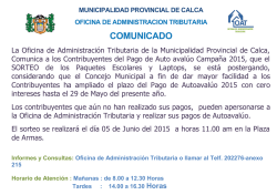 COMUNICADO - Municipalidad Provincial de Calca