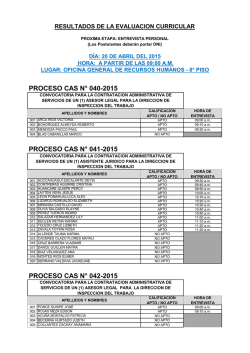 proceso cas n° 040-2015 proceso cas n° 041