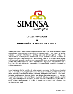 lista de proveedores de sistemas médicos nacionales sa