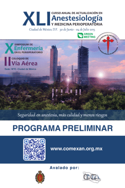 Programa preliminar 2015 - Colegio Mexicano de Anestesiología