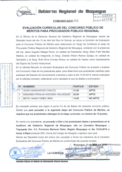COMUNICADO 004 Reg Exa - Gobierno Regional de Moquegua
