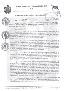 RESOLUCIÓN DE ALCALDÍA N° I29 -2015