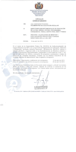 Estado Plurinocionol de Bolivia Ministerio de Educación