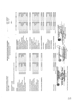 Estado de Situación Financiera al 31 de Diciembre 2014