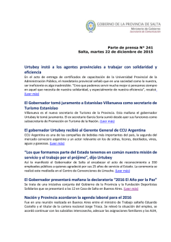 Urtubey instó a los agentes provinciales a trabajar con solidaridad y