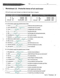Worksheet 5.5 Preterite tense of o&iacute;r and traer