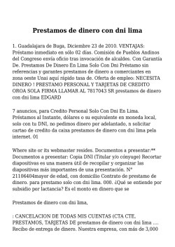 Prestamos de dinero con dni lima