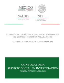 convocatoria servicio social en investigaci&oacute;n - cifrhs