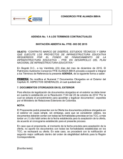 Adenda No. 1 a los Términos Contractuales