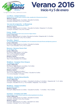 Horarios y sedes Verano 2016 - escuela de f&uacute;tbol oscar iba&ntilde;ez
