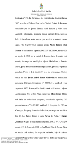 Sentencia nº 173. En Formosa, a los veintitrés días de diciembre de