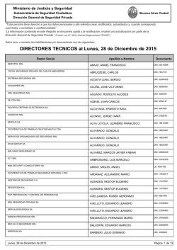 DIRECTORES TECNICOS al Miércoles, 23 de Diciembre de 2015