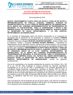 Informe de evaluacion - e.s.e. hospital departamental de sabanalarga