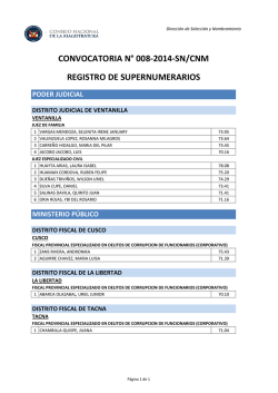 convocatoria n° 008-2014-sn/cnm registro de supernumerarios
