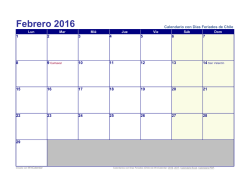 Calendario Febrero 2016 para Chile