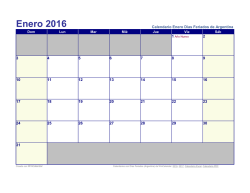 Calendario Enero 2016 para Argentina