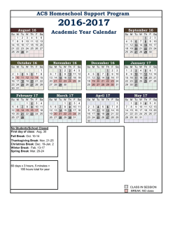 Academic Year Calendar - Academy Charter School