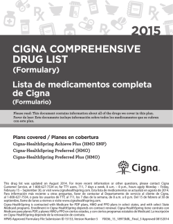 CIGNA COMPREHENSIVE DRUG LIST (Formulary) Lista de