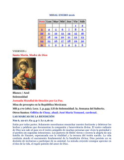 MISAL ENERO 2016 Dom Lun Mar Mié Jue Vie Sáb 1 2 3 4 5 6 7 8