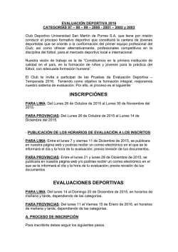 Pruebas de evaluación Deportiva 2016