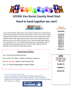 Important Dates: - Van Buren County Head Start