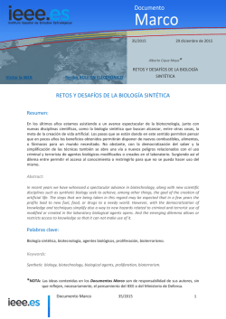 Retos y desafíos de la Biología Sintética