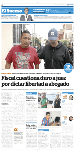 Fiscal cuestiona duro a juez por dictar libertad a abogado