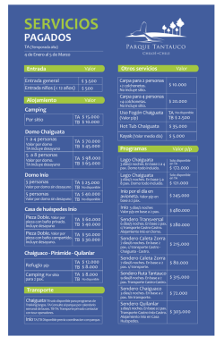 Precios servicios - Parque Tantauco