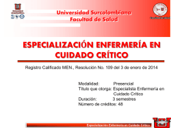 especialización enfermería en cuidado crítico