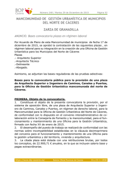 Bases convocatoria - Diputación de Cáceres