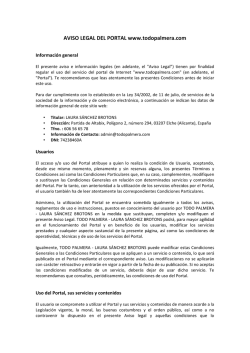 AVISO LEGAL DEL PORTAL www.todopalmera.com