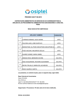 Importante: Presentarse 10 min antes de la hora indicada