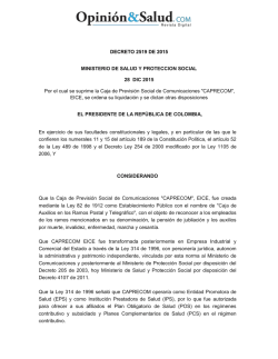 DECRETO 2519 DE 2015 MINISTERIO DE SALUD Y PROTECCION