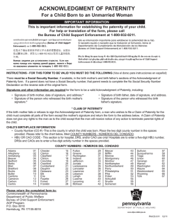Acknowledgement of Paternity form